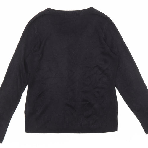 South Womens Black Scoop Neck Acrylic Pullover Jumper Size 12