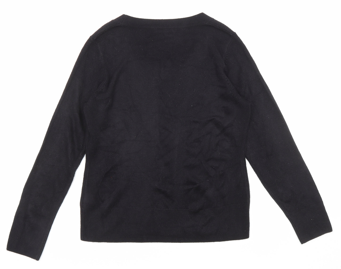 South Womens Black Scoop Neck Acrylic Pullover Jumper Size 12