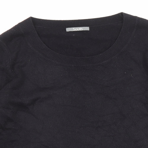 South Womens Black Scoop Neck Acrylic Pullover Jumper Size 12