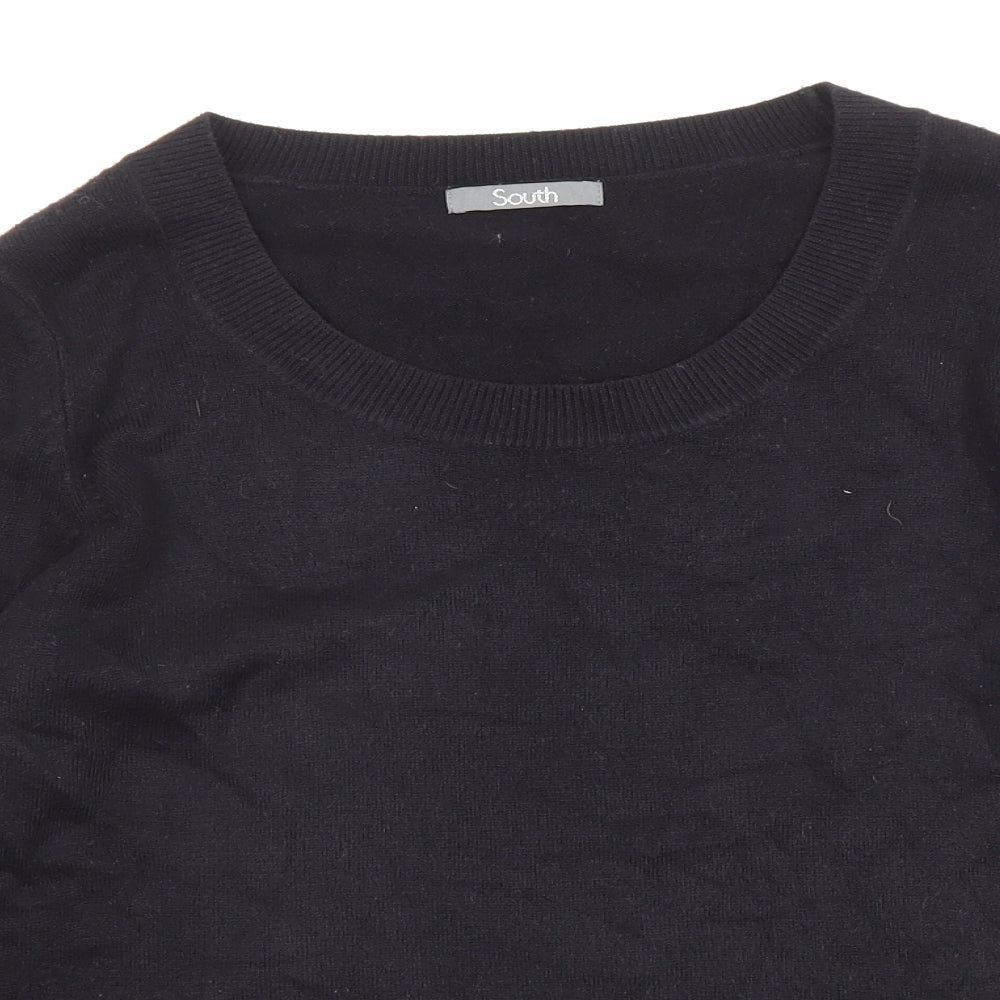 South Womens Black Scoop Neck Acrylic Pullover Jumper Size 12