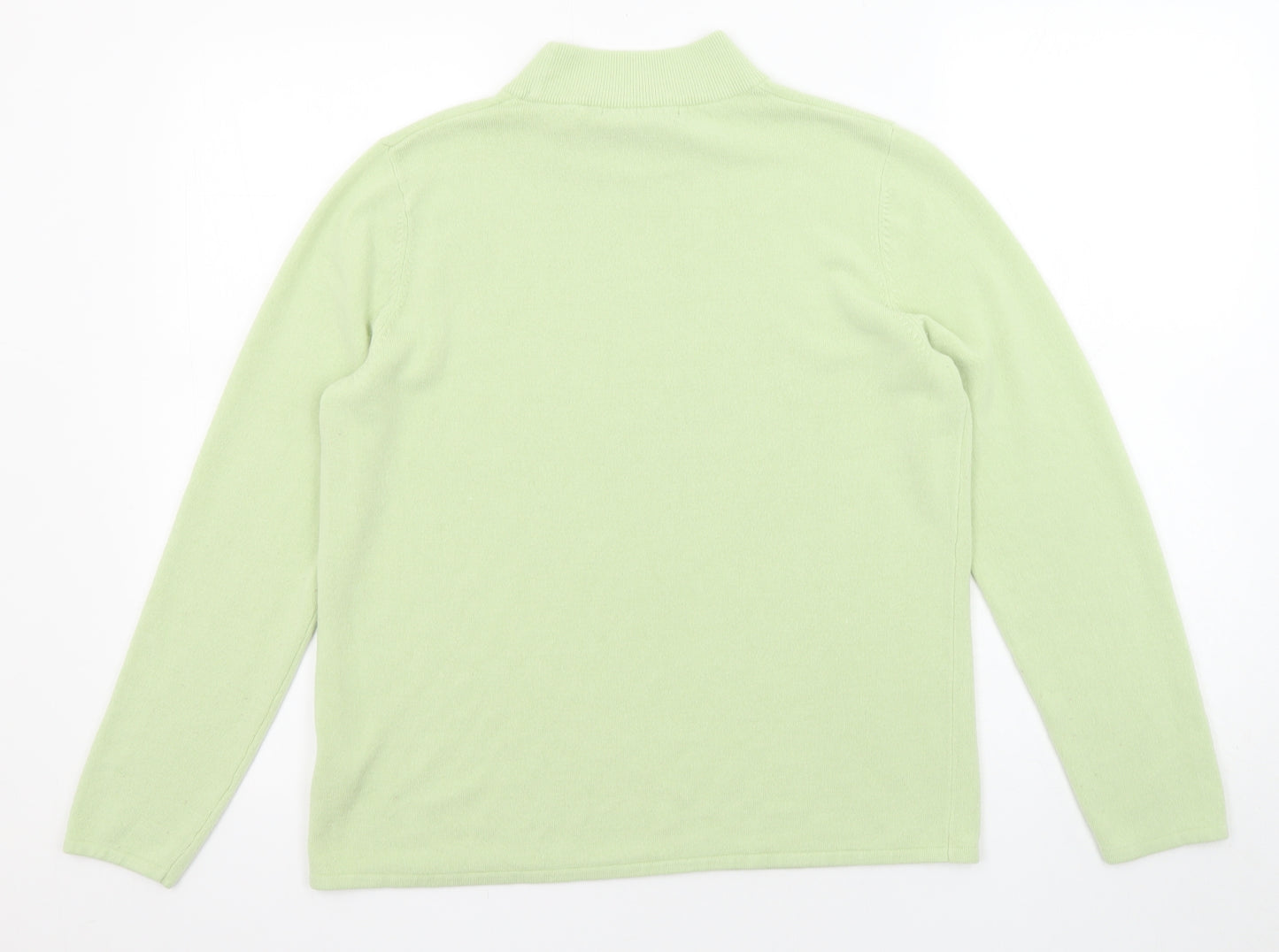 Bonmarché Womens Green High Neck Acrylic Pullover Jumper Size M