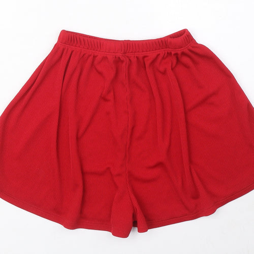 Boohoo Womens Red Polyester Basic Shorts Size 8 Regular Pull On