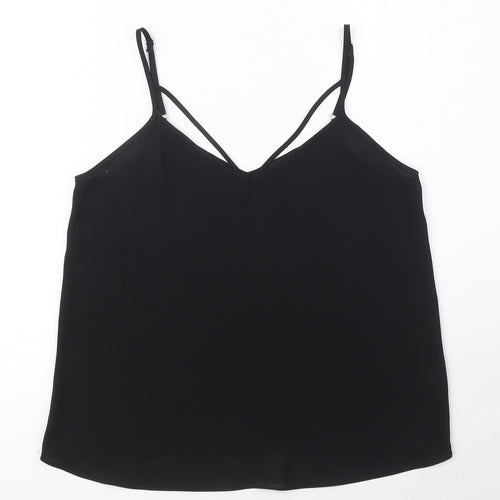 River Island Womens Black Polyester Camisole Tank Size 8 V-Neck