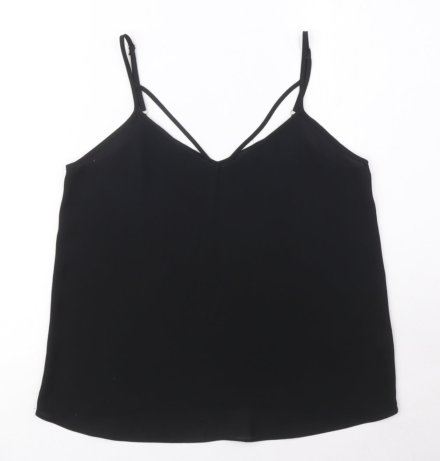 River Island Womens Black Polyester Camisole Tank Size 8 V-Neck
