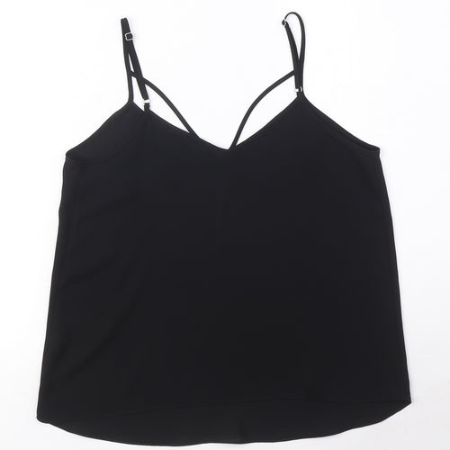 River Island Womens Black Polyester Camisole Tank Size 8 V-Neck