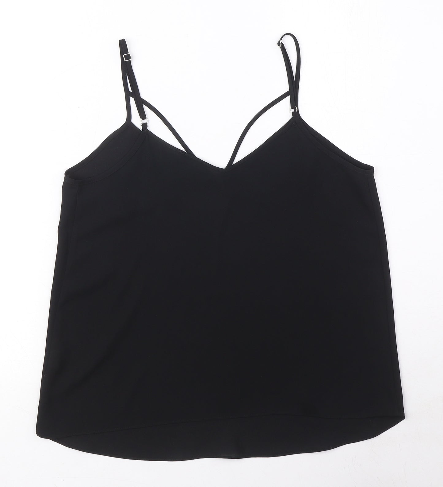 River Island Womens Black Polyester Camisole Tank Size 8 V-Neck
