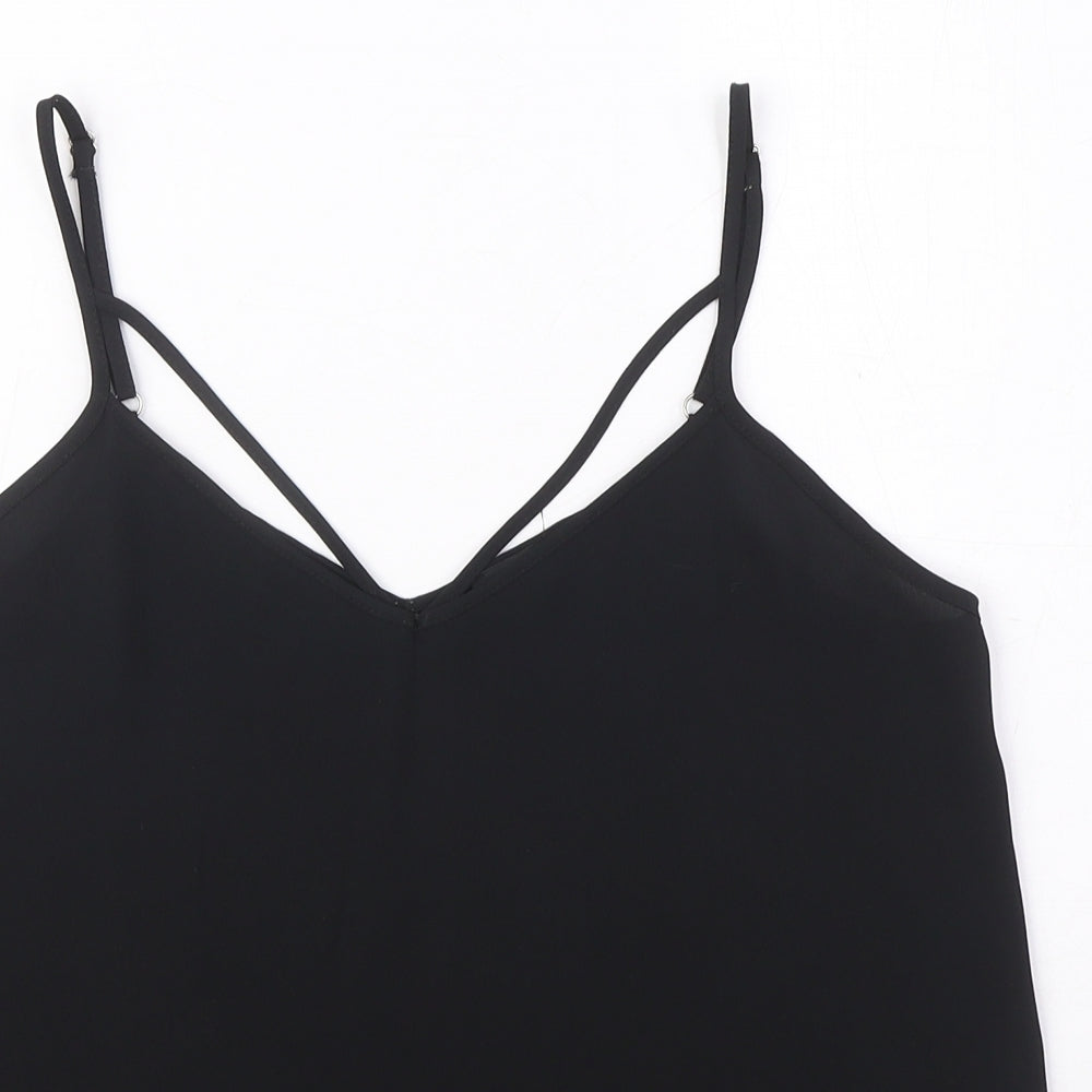 River Island Womens Black Polyester Camisole Tank Size 8 V-Neck