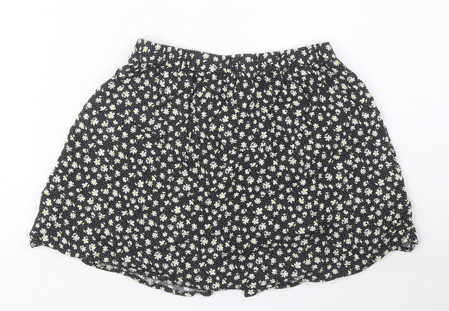 Urban renewal Womens Black Floral Polyester A-Line Skirt Size S Button