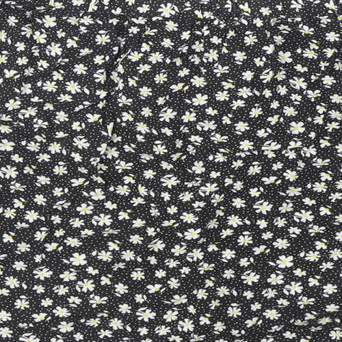 Urban renewal Womens Black Floral Polyester A-Line Skirt Size S Button