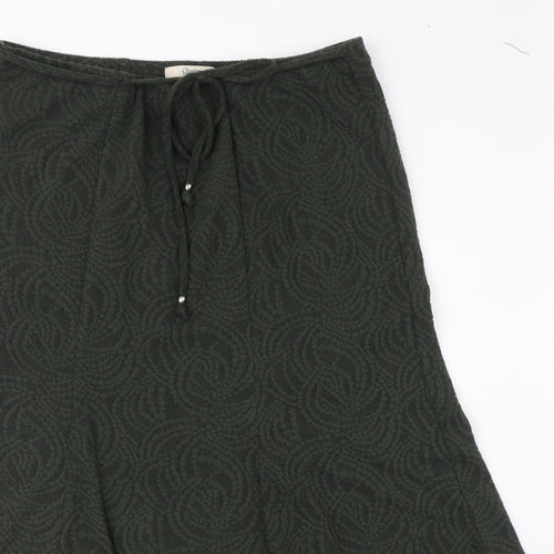 Marks and Spencer Womens Green Geometric Polyester Flare Skirt Size 14 Drawstring