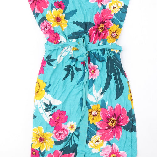 Very Womens Blue Floral Viscose A-Line Size 10 Off the Shoulder Pullover - Belted
