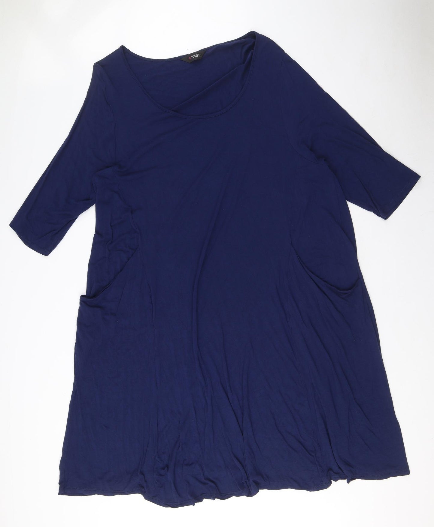 Yours Womens Blue Viscose A-Line Size 26 Scoop Neck Pullover - Size 26-28, Pockets