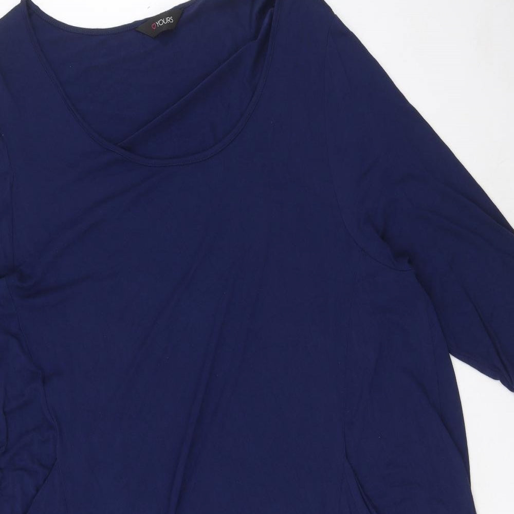 Yours Womens Blue Viscose A-Line Size 26 Scoop Neck Pullover - Size 26-28, Pockets