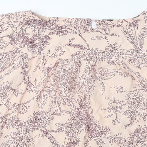 NEXT Womens Pink Floral Viscose Basic Blouse Size 18 Round Neck
