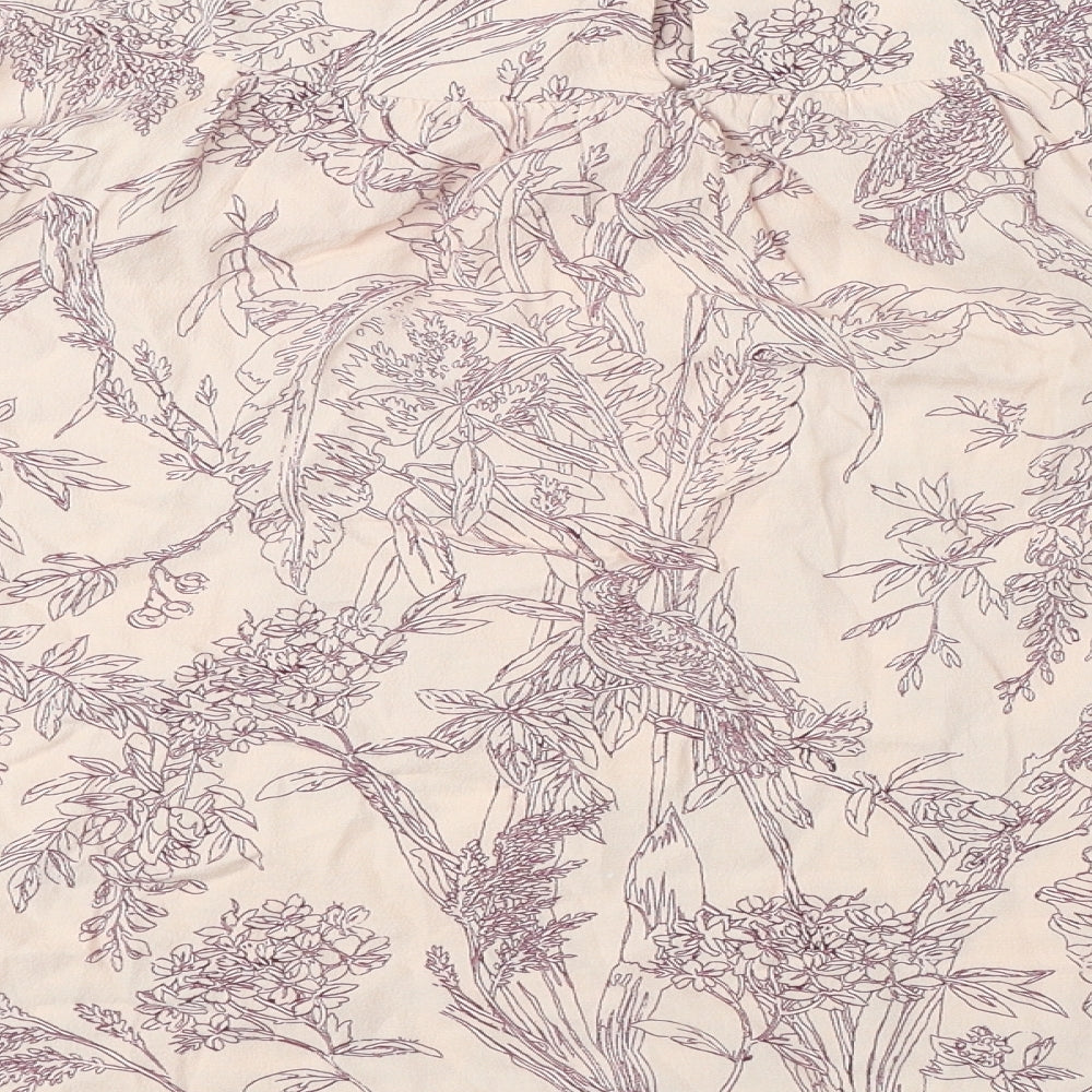 NEXT Womens Pink Floral Viscose Basic Blouse Size 18 Round Neck