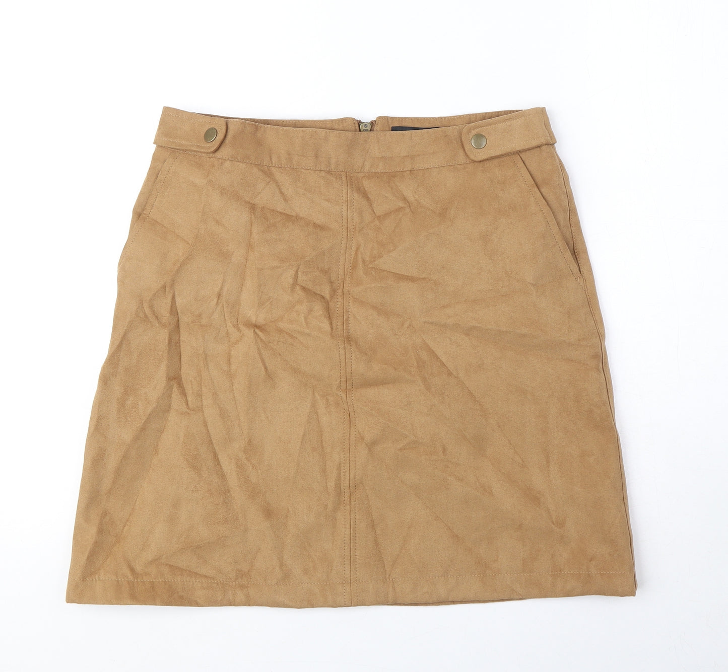 Oasis Womens Brown Polyester A-Line Skirt Size 10 Zip