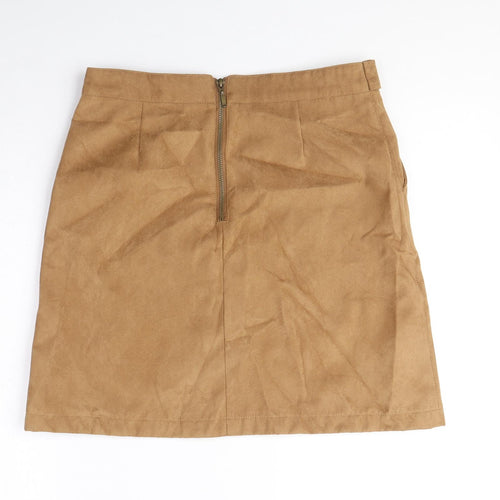 Oasis Womens Brown Polyester A-Line Skirt Size 10 Zip