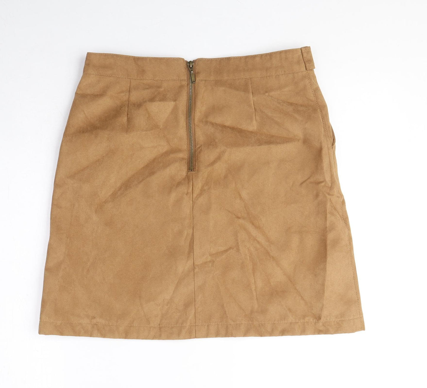 Oasis Womens Brown Polyester A-Line Skirt Size 10 Zip