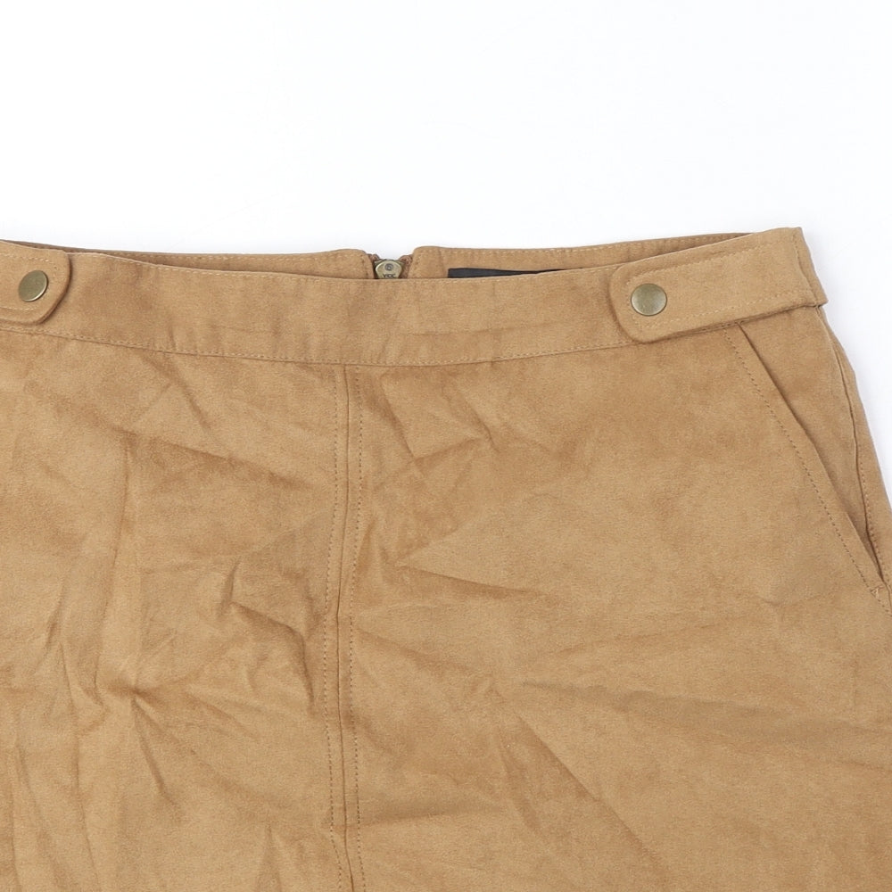 Oasis Womens Brown Polyester A-Line Skirt Size 10 Zip