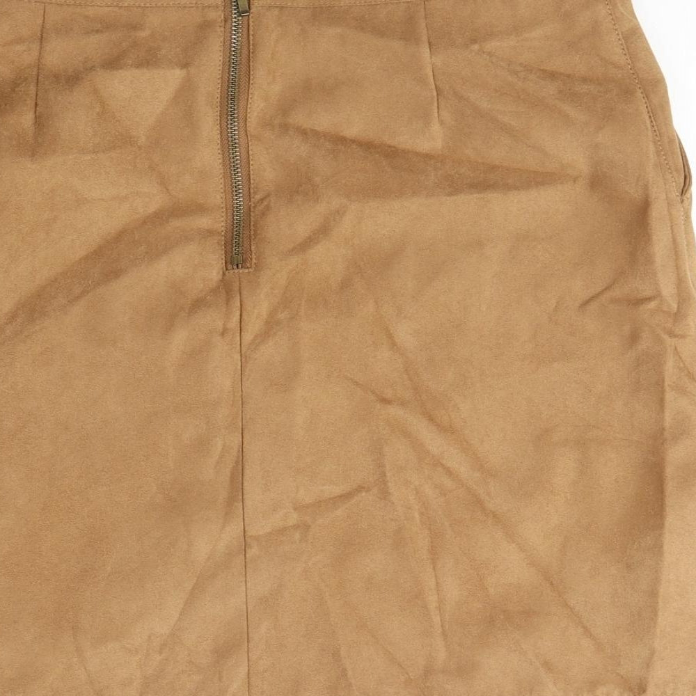 Oasis Womens Brown Polyester A-Line Skirt Size 10 Zip