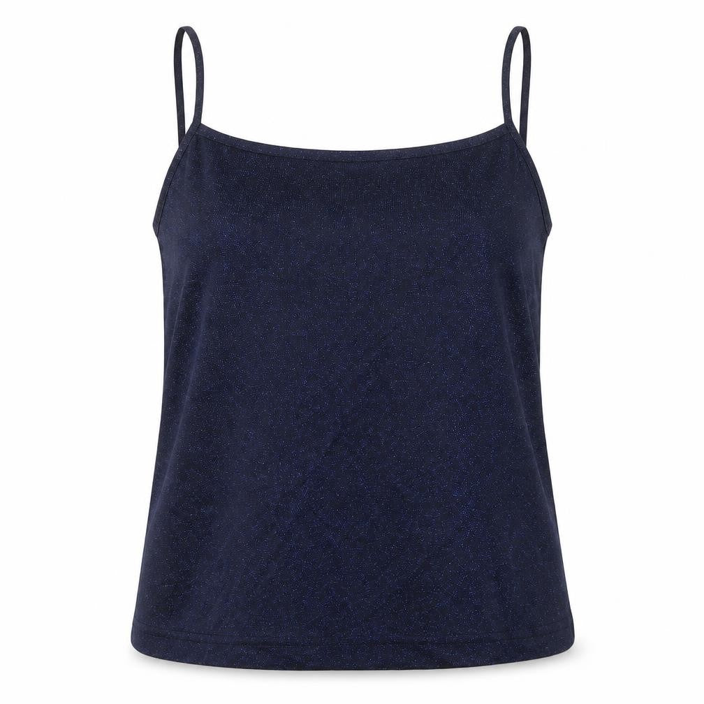 Mackays Blue Nylon Basic Blouse Size L Square Neck - Sparkle Effect
