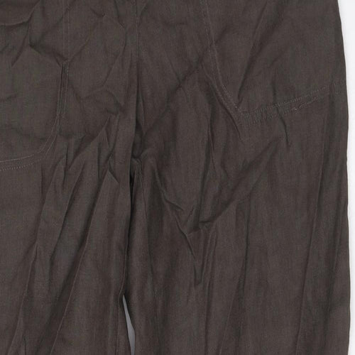 RW & CO Womens Brown Linen Trousers Size 12 L32 in Regular Zip