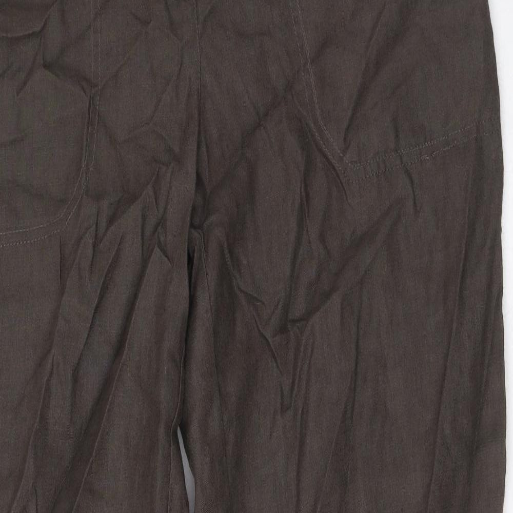 RW & CO Womens Brown Linen Trousers Size 12 L32 in Regular Zip