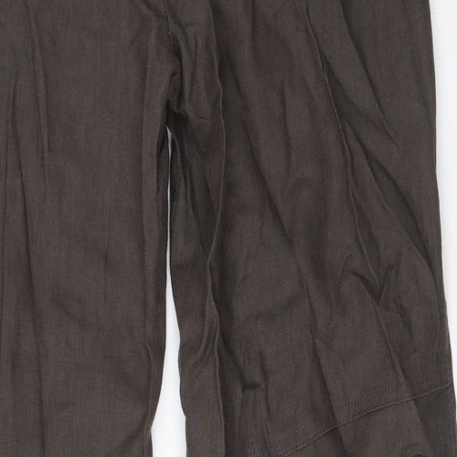 RW & CO Womens Brown Linen Trousers Size 12 L32 in Regular Zip