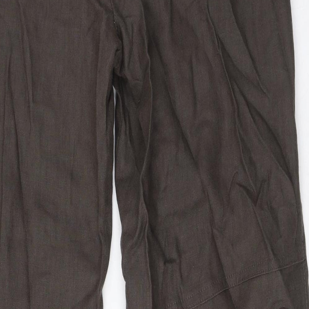 RW & CO Womens Brown Linen Trousers Size 12 L32 in Regular Zip