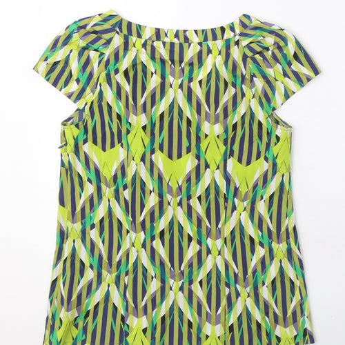 Jasper Conran Womens Multicoloured Geometric Polyester Basic Blouse Size 10 Round Neck