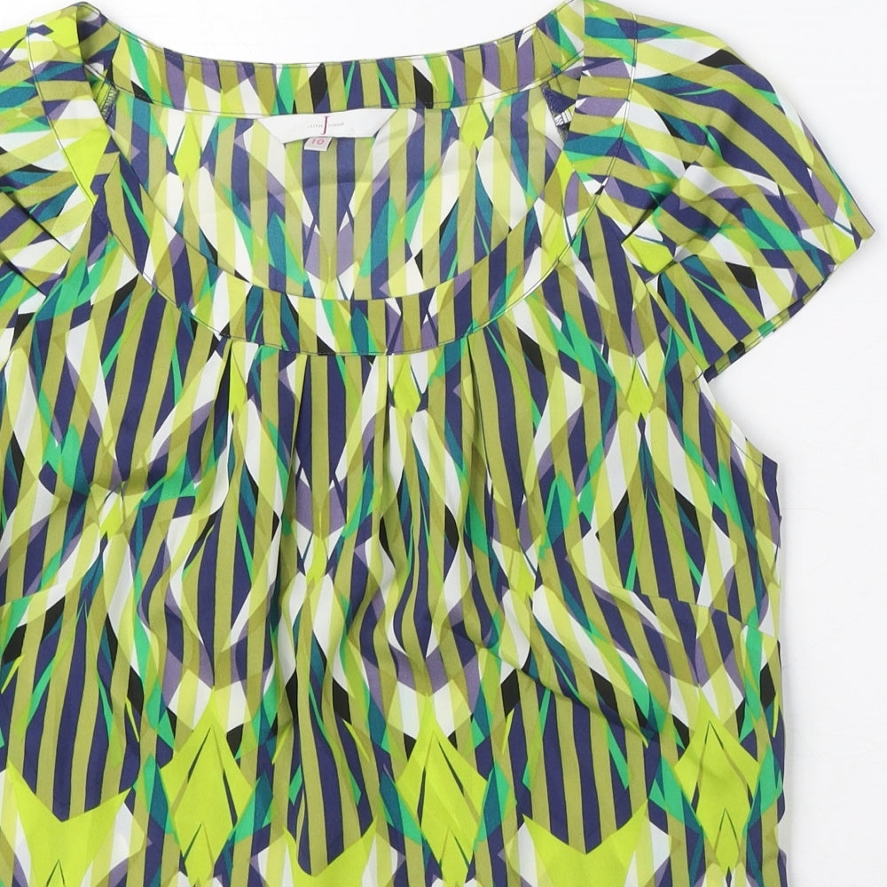 Jasper Conran Womens Multicoloured Geometric Polyester Basic Blouse Size 10 Round Neck