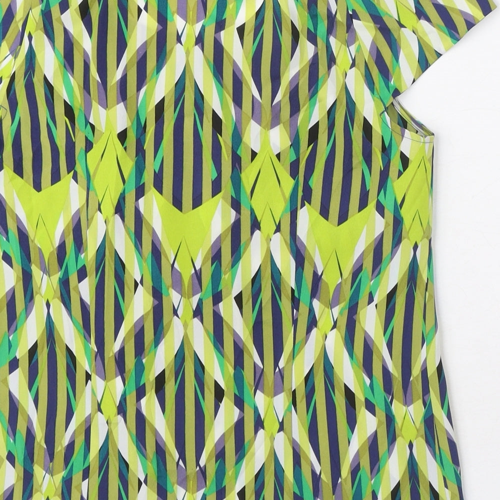 Jasper Conran Womens Multicoloured Geometric Polyester Basic Blouse Size 10 Round Neck