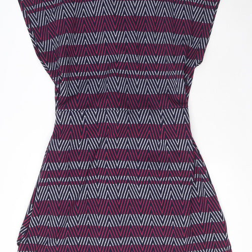 NEXT Womens Multicoloured Geometric Polyester A-Line Size 18 V-Neck Pullover - Belted