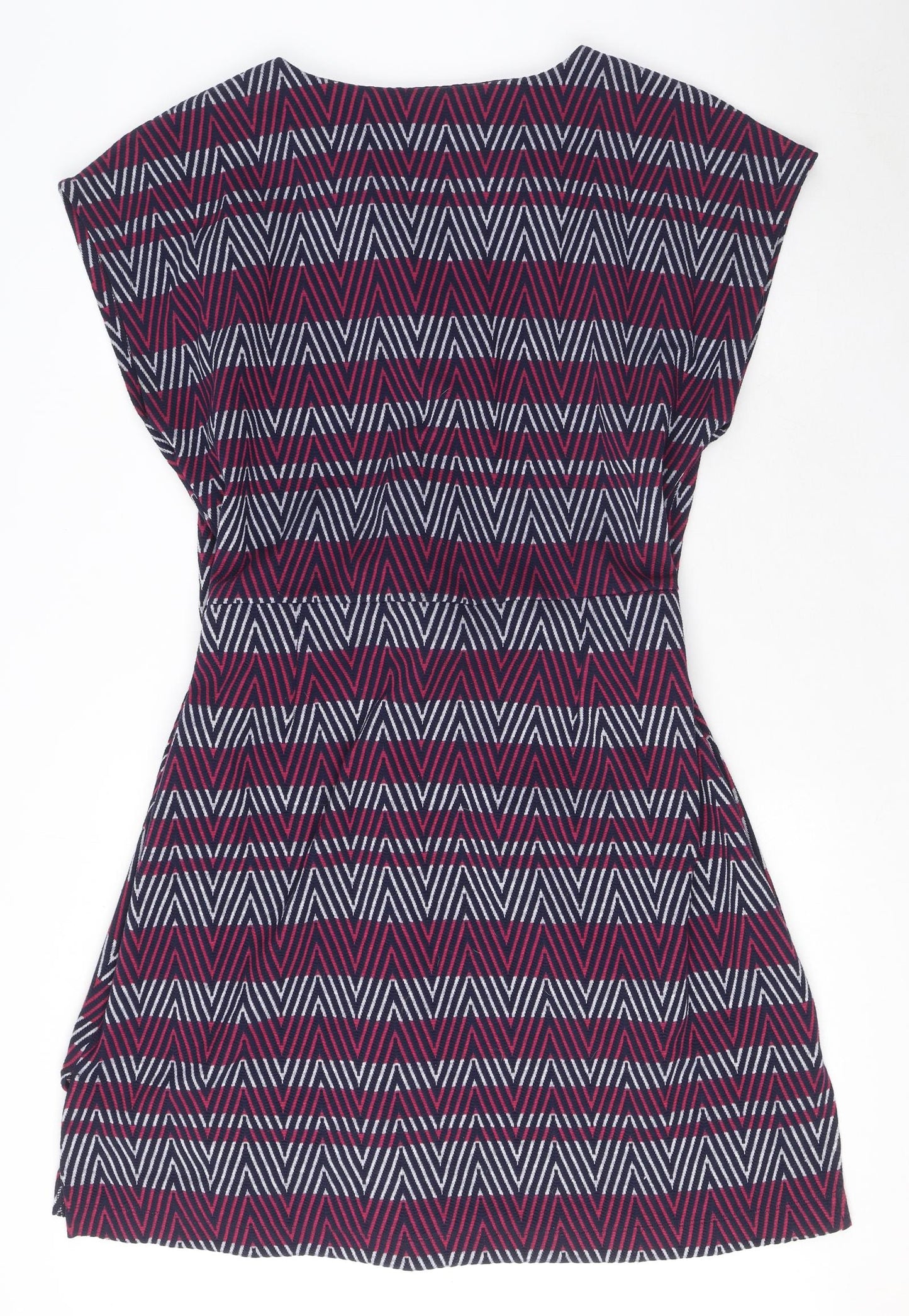 NEXT Womens Multicoloured Geometric Polyester A-Line Size 18 V-Neck Pullover - Belted