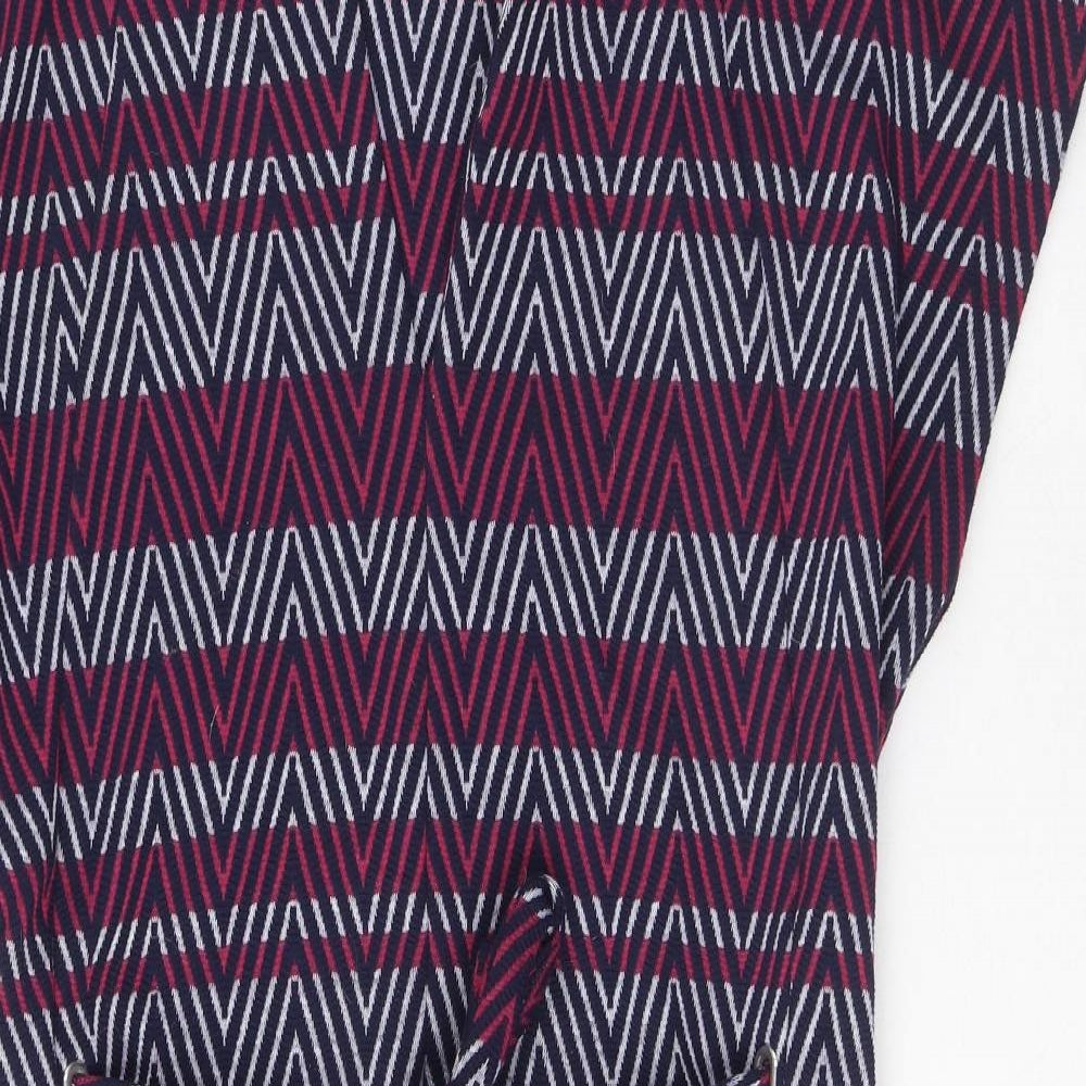 NEXT Womens Multicoloured Geometric Polyester A-Line Size 18 V-Neck Pullover - Belted
