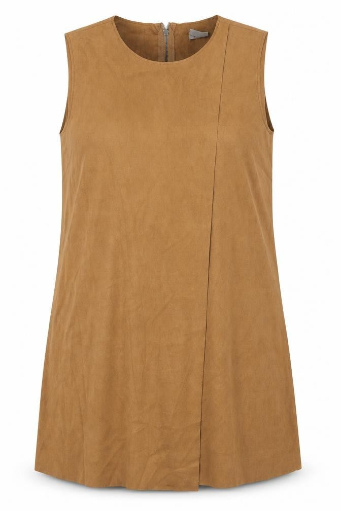 Front view of Vero Moda women’s brown polyester a-line, size XL, round neck zip