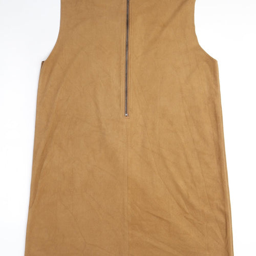 VERO MODA Womens Brown Polyester A-Line Size XL Round Neck Zip