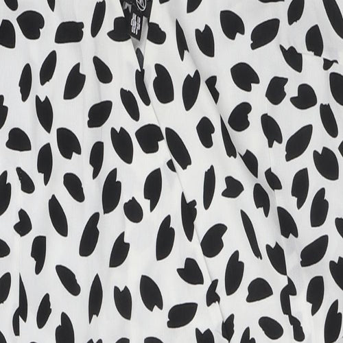 Missguided Womens White Geometric Polyester Wrap Dress Size 10 V-Neck Tie