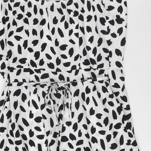 Missguided Womens White Geometric Polyester Wrap Dress Size 10 V-Neck Tie