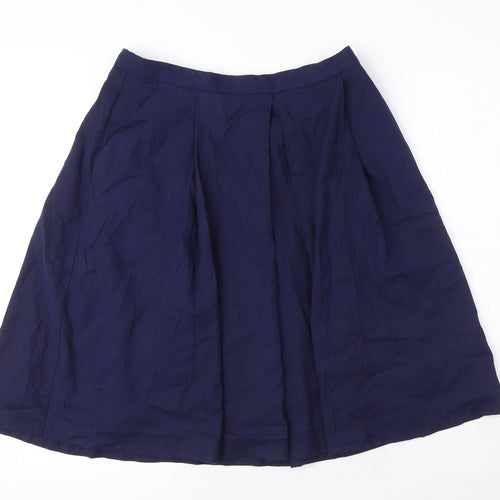 Precis Womens Blue Viscose Flare Skirt Size 12 Zip