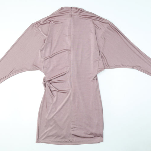 Zara Womens Purple Polyester Mini Size M Mock Neck Zip