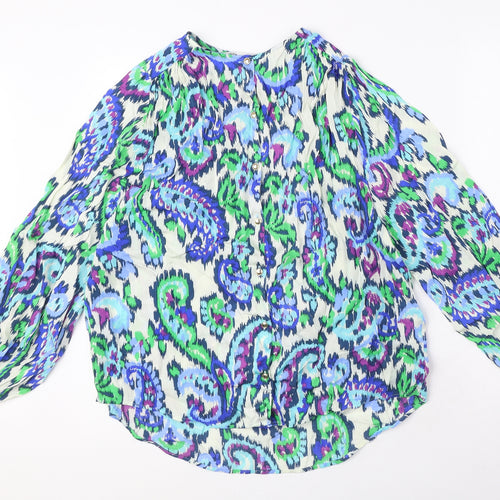 Zara Womens Multicoloured Geometric Viscose Basic Blouse Size XS Round Neck