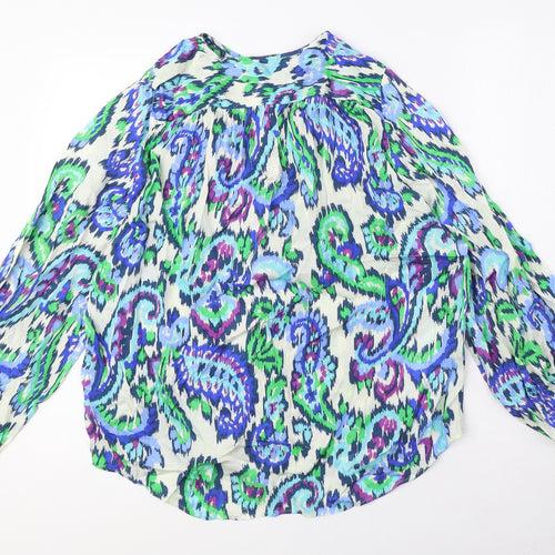 Zara Womens Multicoloured Geometric Viscose Basic Blouse Size XS Round Neck