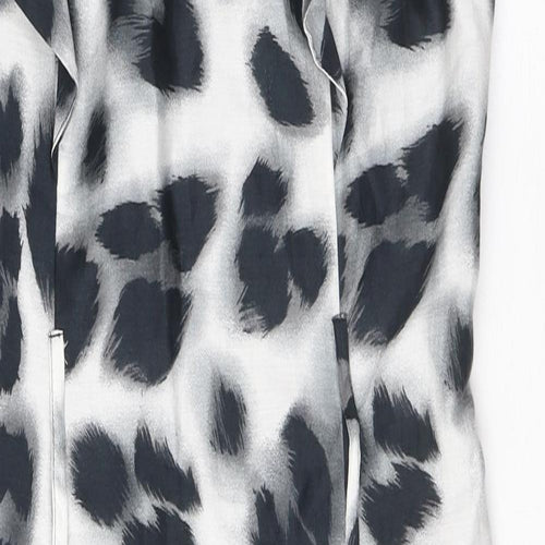 Star by Julien Macdonald Womens Grey Animal Print Cotton A-Line Size 10 Square Neck Zip - Leopard print, Ruffled Sleeve Detail