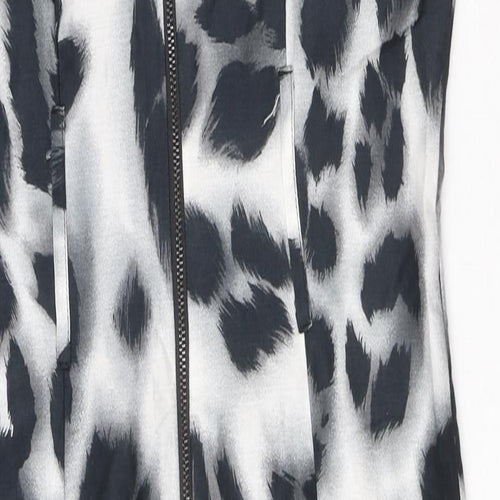Star by Julien Macdonald Womens Grey Animal Print Cotton A-Line Size 10 Square Neck Zip - Leopard print, Ruffled Sleeve Detail