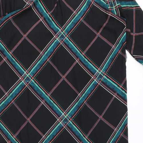 Apricot Womens Black Plaid Polyester Shirt Dress Size 14 V-Neck Pullover