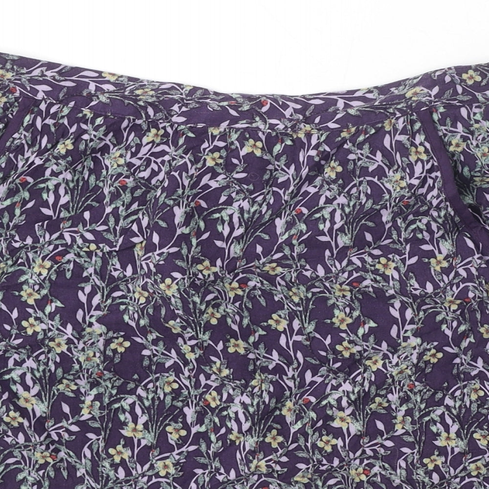 Indigo Womens Purple Floral Viscose A-Line Skirt Size 8 - Lace Trim, Pockets