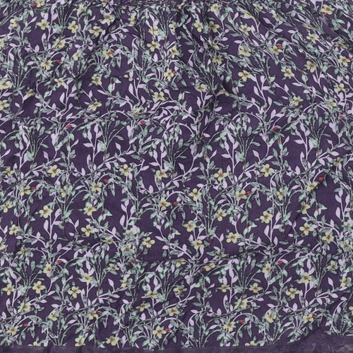 Indigo Womens Purple Floral Viscose A-Line Skirt Size 8 - Lace Trim, Pockets