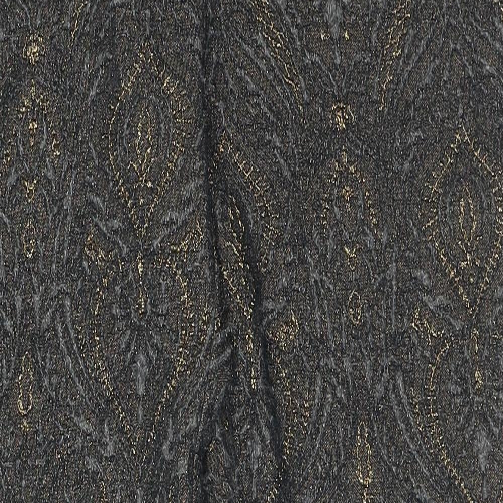 NEXT Womens Grey Geometric Polyester Trousers Size 10 L27 in Regular Zip - Gold Detail