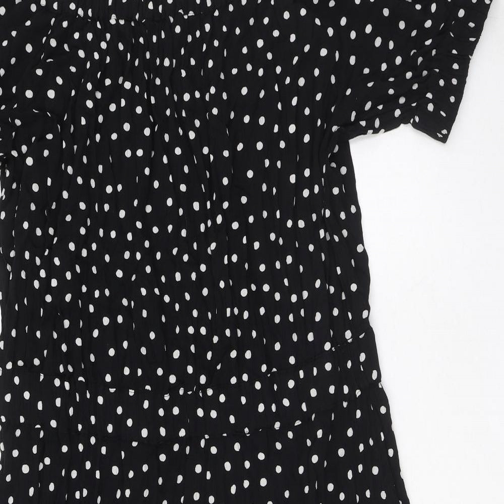 NEXT Womens Black Polka Dot Viscose A-Line Size 16 Off the Shoulder Pullover